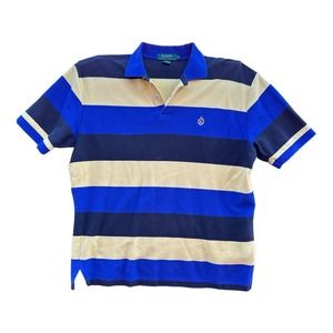 Lauren Ralph Lauren Shirt Large Mens Striped Short Sleeve Blue Yellow Rugby‎ L